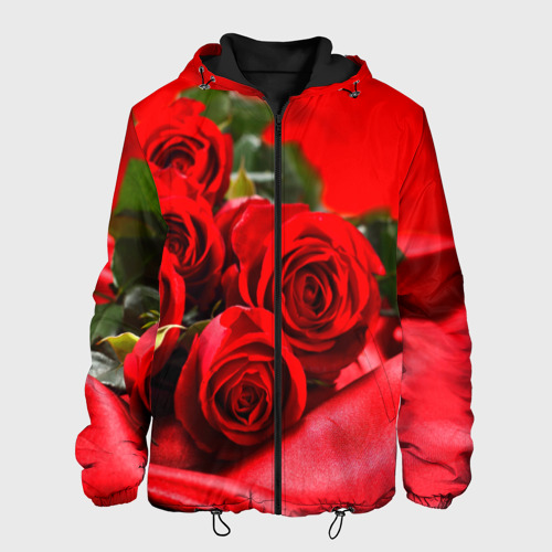 Мужская куртка 3D с принтом Розы, вид спереди #2