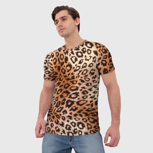Мужская футболка 3D с принтом Леопардовая шкура, фото на моделе #1