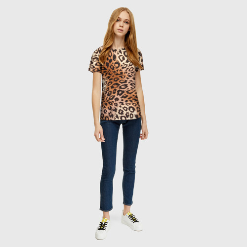 Женская футболка 3D с принтом Леопардовая шкура, вид сбоку #3