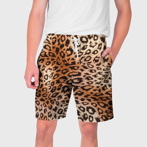 Мужские шорты 3D с принтом Леопардовая шкура, вид спереди #2