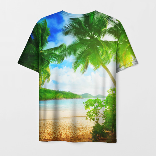 Мужская футболка 3D с принтом Тропики, вид сзади #1