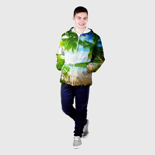 Мужская куртка 3D с принтом Тропики, фото на моделе #1