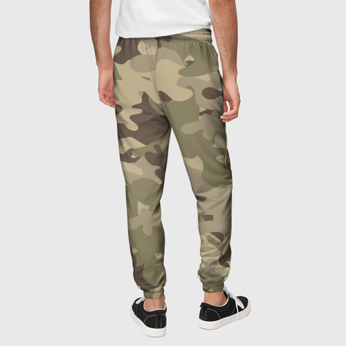 Мужские брюки 3D с принтом Хаки камуфляж, вид сзади #2