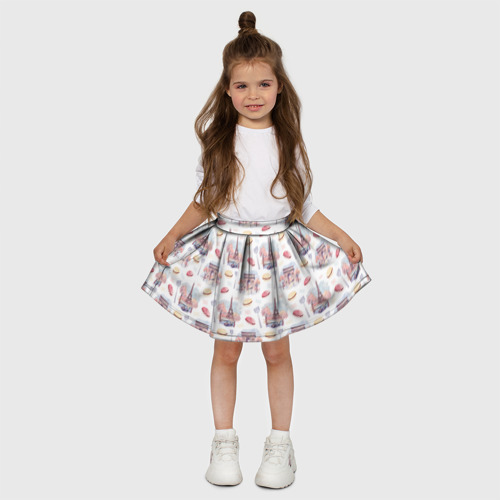 Детская юбка-солнце 3D с принтом Парижское настроение, вид сбоку #3