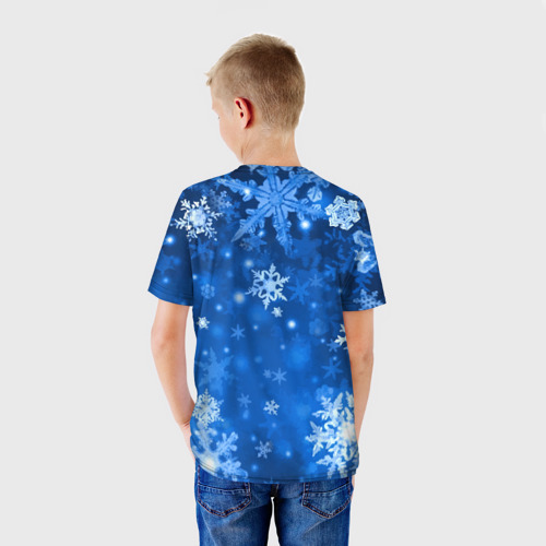 Детская футболка 3D с принтом Новогодний Пикачу, вид сзади #2