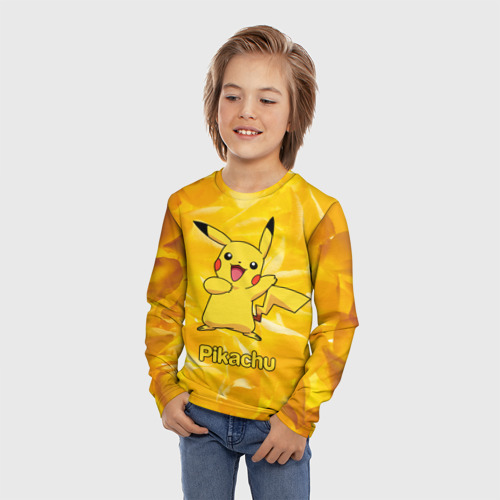 Детский лонгслив 3D с принтом Pikachu, фото на моделе #1