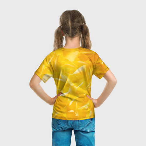 Детская футболка 3D с принтом Пикачу на золотом фоне, вид сзади #2