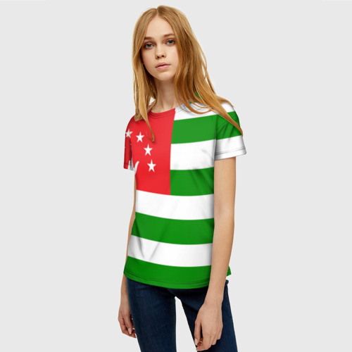 Женская 3D футболка с принтом Абхазия, фото на моделе #1