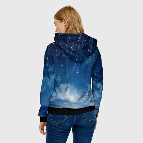 Женская толстовка 3D с принтом Звездное небо, вид сзади #2