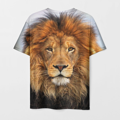 Мужская 3D футболка с принтом Красавец лев, вид сзади #1