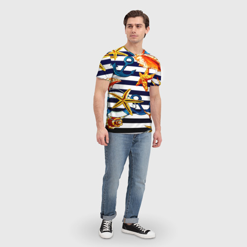 Мужская футболка 3D с принтом Моряк, вид сбоку #3