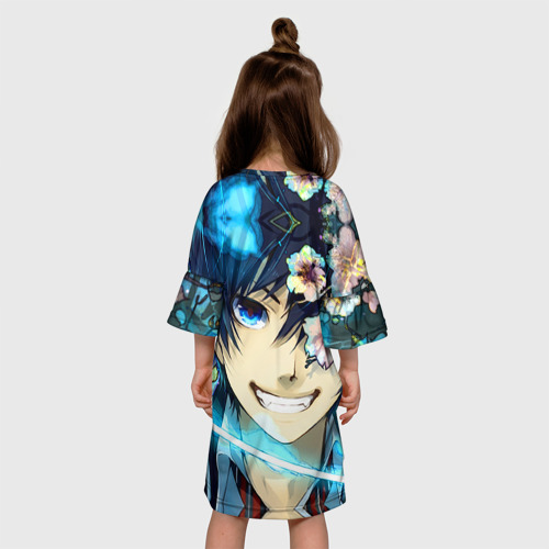 Детское платье 3D с принтом Blue Exorcist, вид сзади #2