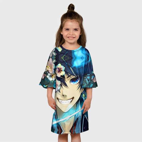 Детское платье 3D с принтом Blue Exorcist, вид сбоку #3