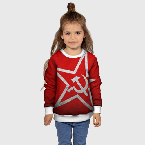 Детский свитшот 3D с принтом Флаг СССР: Серп и Молот, фото #4