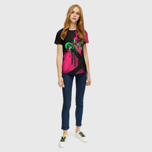Женская футболка 3D с принтом Cs:go - Neon Revolution, вид сбоку #3