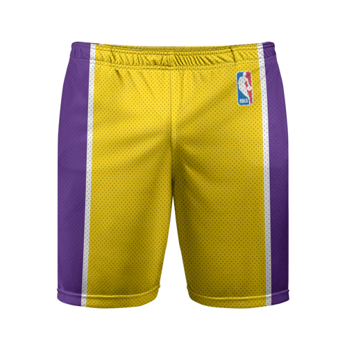 Мужские шорты 3D спортивные с принтом Lakers, вид спереди #2