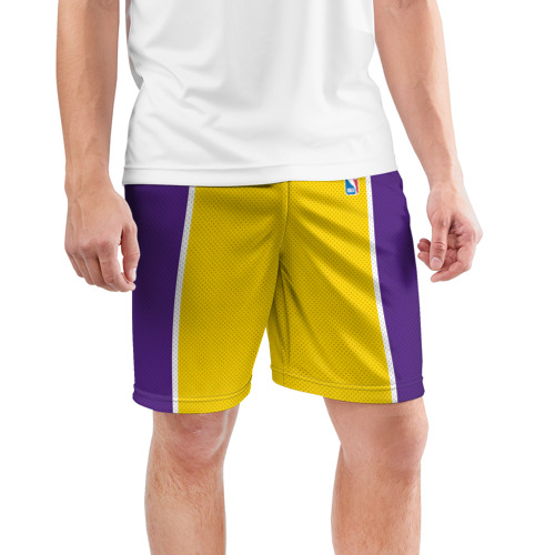 Мужские шорты 3D спортивные с принтом Lakers, фото на моделе #1
