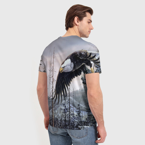 Мужская 3D футболка с принтом Орел, вид сзади #2