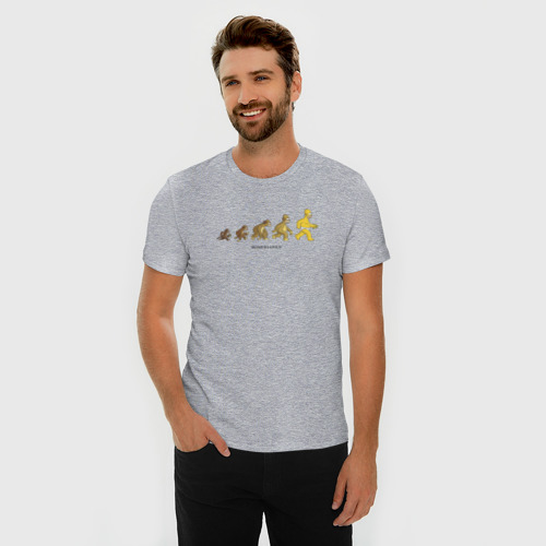 Мужская футболка хлопок Slim с принтом Эволюция Гомера, фото на моделе #1