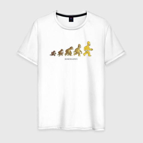 Мужская футболка хлопок с принтом Эволюция Гомера, вид спереди #2