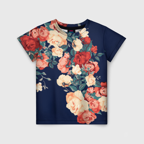 Детская футболка 3D с принтом Fashion flowers, вид спереди #2