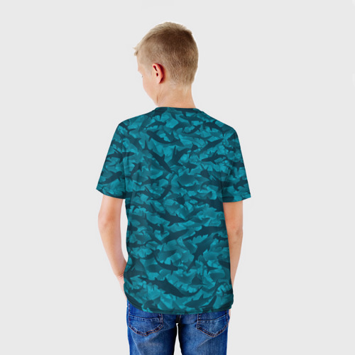 Детская футболка 3D с принтом Акулы, вид сзади #2