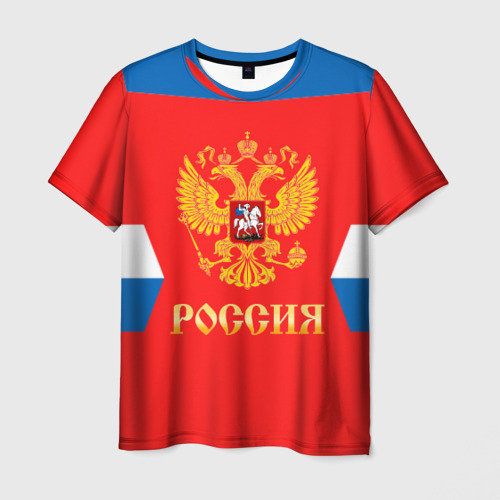 Мужская футболка 3D с принтом Сборная России Домашняя форма, вид спереди #2
