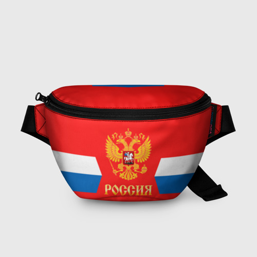 Поясная сумка 3D с принтом Сборная России Домашняя форма, вид спереди #2