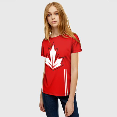 Женская футболка 3D с принтом Сборная Канады по хоккею 2016, фото на моделе #1