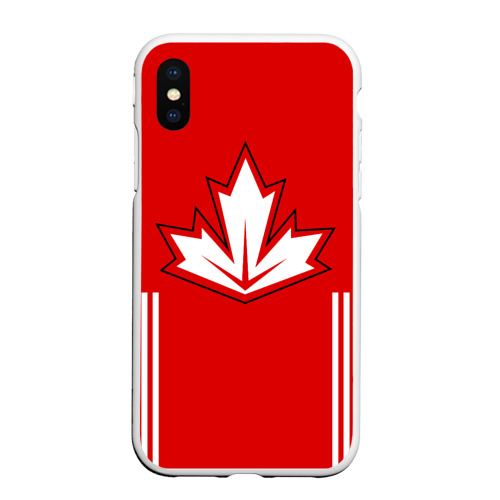Чехол для iPhone XS Max матовый с принтом Сборная Канады по хоккею 2016, вид спереди #2