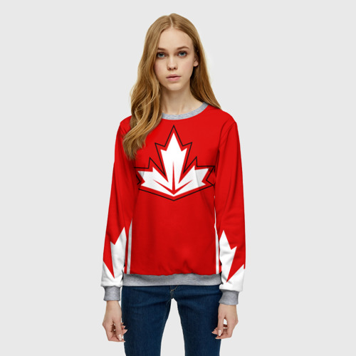 Женский свитшот 3D с принтом Сборная Канады по хоккею 2016, фото на моделе #1