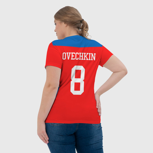 Женская футболка 3D с принтом Форма № 8 OVECHKIN, вид сзади #2