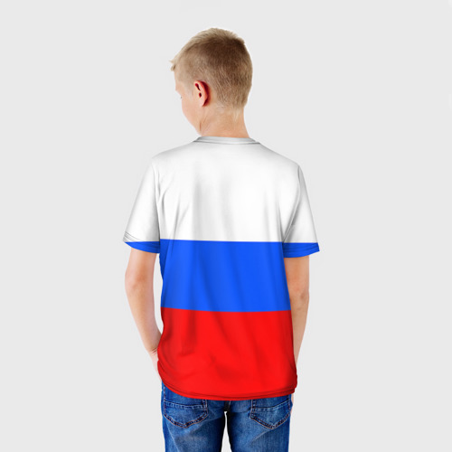Детская футболка 3D с принтом Триколор, вид сзади #2