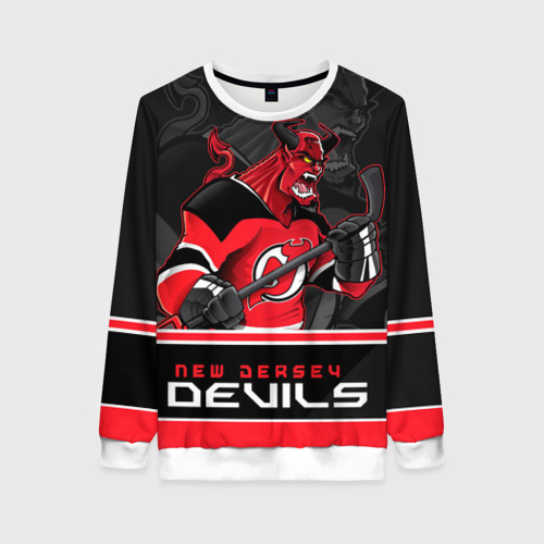 Женский свитшот 3D с принтом New Jersey Devils, вид спереди #2