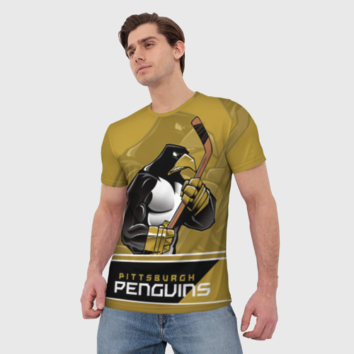 Мужская футболка 3D с принтом Pittsburgh Penguins, фото на моделе #1
