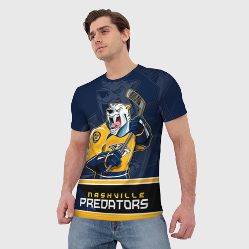Мужская 3D футболка с принтом Nashville Predators, фото на моделе #1