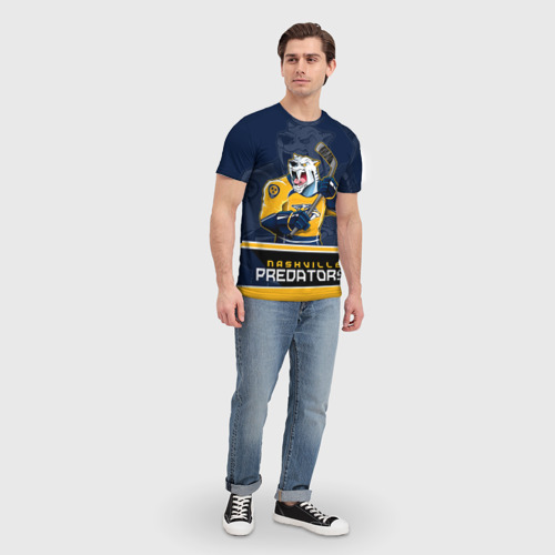 Мужская 3D футболка с принтом Nashville Predators, вид сбоку #3