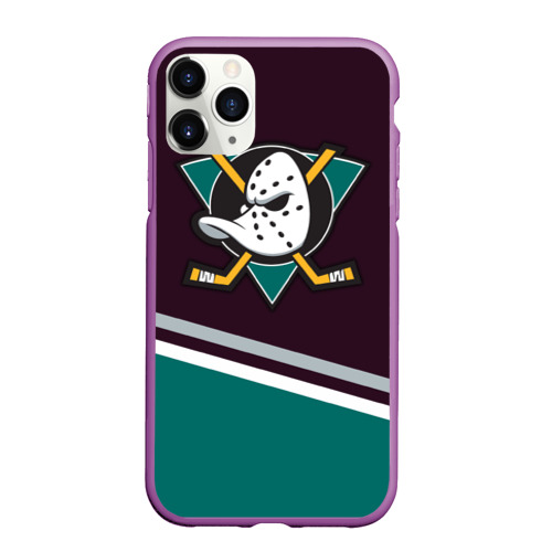 Чехол для iPhone 11 Pro Max матовый с принтом Anaheim Ducks, вид спереди #2