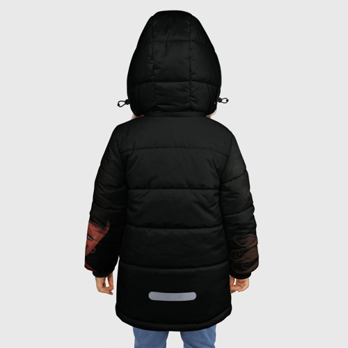 Зимняя куртка для девочек 3D с принтом Повелитель тыкв, вид сзади #2