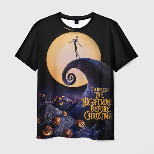 Мужская футболка 3D с принтом Nightmare before christmas, вид спереди #2