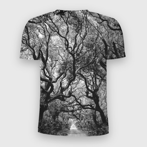 Мужская футболка 3D Slim с принтом Деревья, вид сзади #1