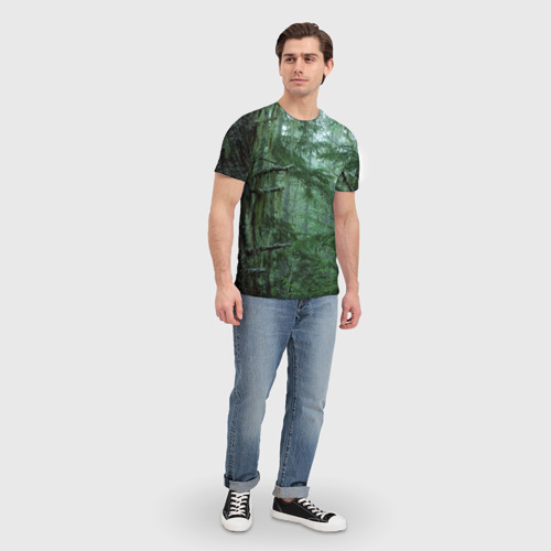 Мужская футболка 3D с принтом Дремучий лес, вид сбоку #3