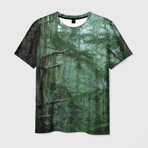Мужская футболка 3D с принтом Дремучий лес, вид спереди #2