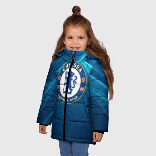 Зимняя куртка для девочек 3D с принтом Chelsea, фото на моделе #1