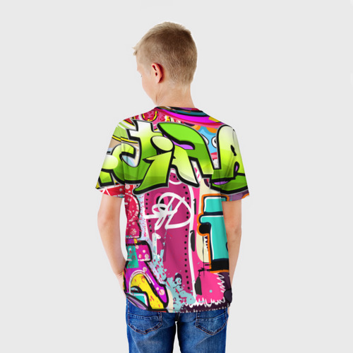 Детская футболка 3D с принтом Граффити, вид сзади #2
