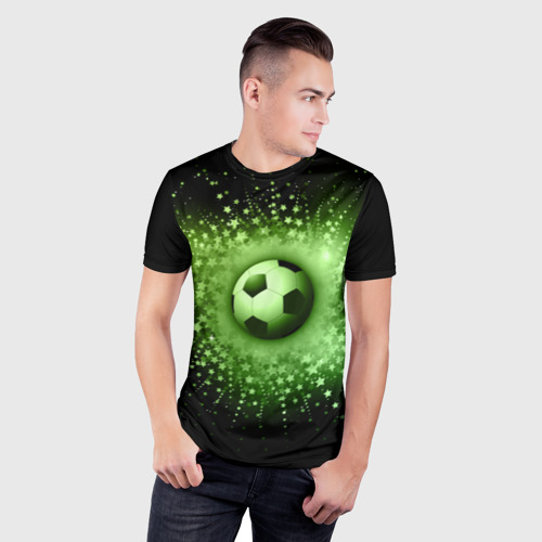 Мужская футболка 3D Slim с принтом Футбольный мяч 4, фото на моделе #1