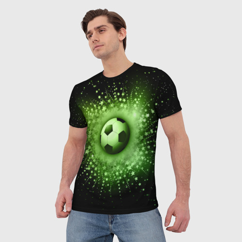 Мужская футболка 3D с принтом Футбольный мяч 4, фото на моделе #1