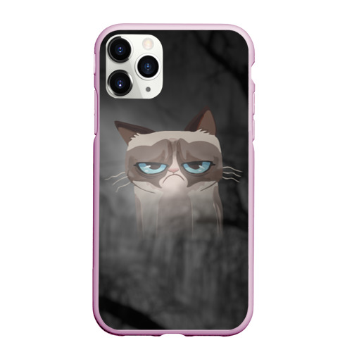 Чехол для iPhone 11 Pro Max матовый с принтом Grumpy Cat, вид спереди #2