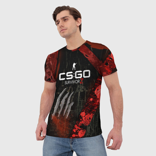 Мужская футболка 3D с принтом Cs:go - Survivor Z Style Выживший, фото на моделе #1