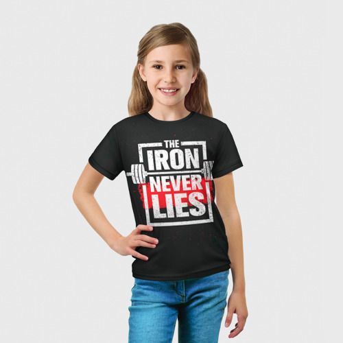 Детская футболка 3D с принтом Bodybuilding: Железо не лжёт, вид сбоку #3